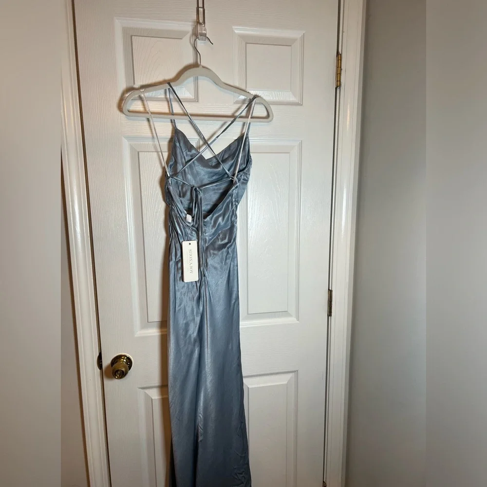 NEW Shona Joy La Lune Lace Back Maxi Dress in Powder Blue - Picture 5 of 8